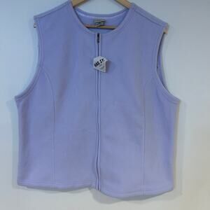 LL BEAN Sz 2X Lilac Fleece Zipper Vest Casual Sporty Light Purple NWT